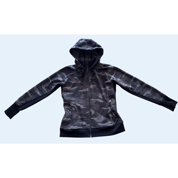 ATHLETA Triumph Camo Grey Black Full Zipper Hoodie Size Large - Picture 2 of 8